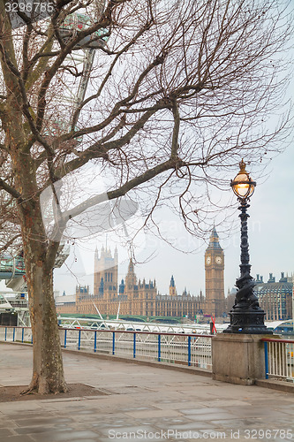 Image of Overview of London with the Clock tower early in the morning