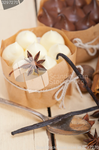 Image of chocolate vanilla and spices cream cake dessert 