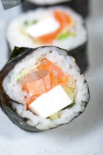 Image of fresh sushi choice combination assortment selection 