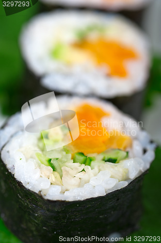 Image of fresh sushi choice combination assortment selection 