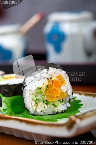 Image of fresh sushi choice combination assortment selection 