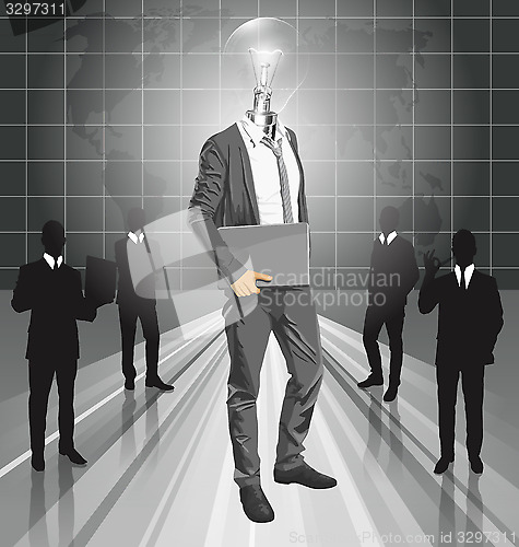 Image of Lamp Head Man With Laptop