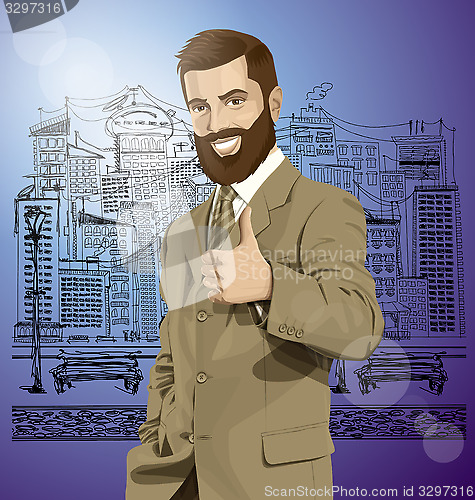 Image of Vector Business Man With Beard Shows Well Done