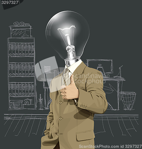 Image of Vector Lamp Head Business Man Shows Well Done