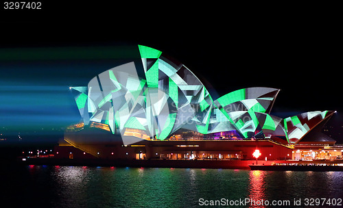 Image of Sydney Opera House green geometry patterns
