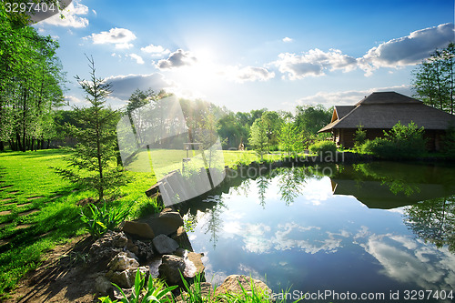 Image of Bathhouse near lake