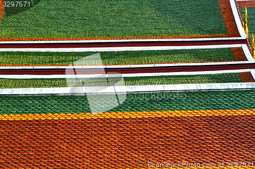 Image of thailand   colors roof wat  palaces in the temple  bangkok 