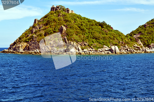 Image of asia kho tao bay isle   house boat in thailand  and  sea 