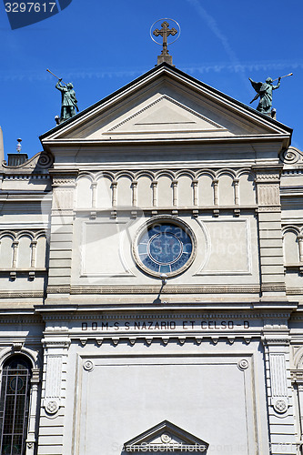 Image of varese  castronno  in italy    the old wall  church and column  