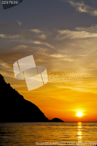 Image of   mountain  sand and sea in thailand kho tao bay coastline