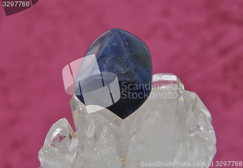 Image of Sodalite on rock crystal