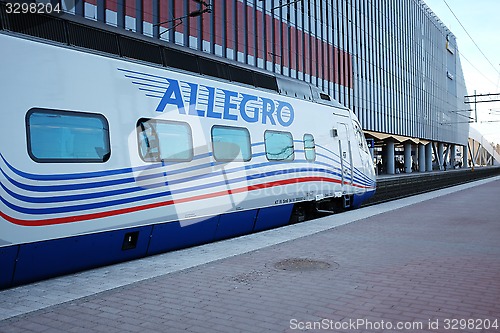 Image of VANTAA , HELSINKI – MARCH 19, 2015: Allegro speed train at the
