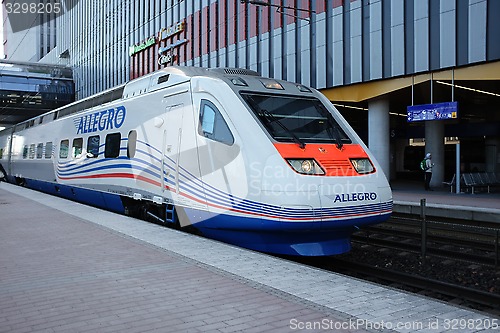 Image of VANTAA , HELSINKI – MARCH 19, 2015: Allegro speed train at the