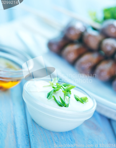 Image of  chicken heart with sauces