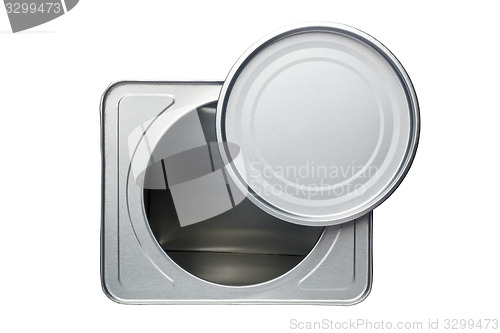 Image of Opened tin box with round lid