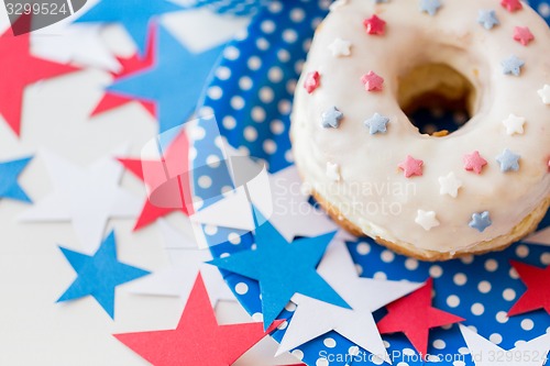 Image of donut with star decoration on independence day