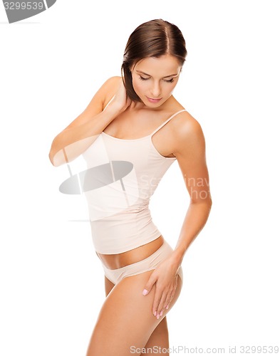 Image of woman in cotton underwear showing slimming concept