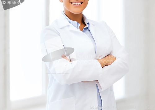 Image of african female doctor in hospital
