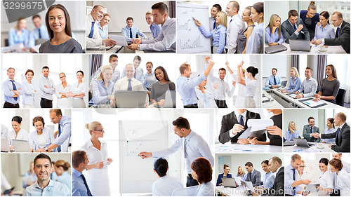 Image of collage with many business people in office