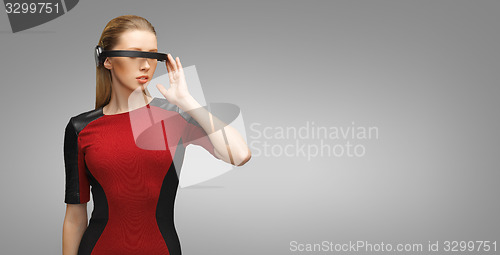 Image of woman with futuristic 3d glasses