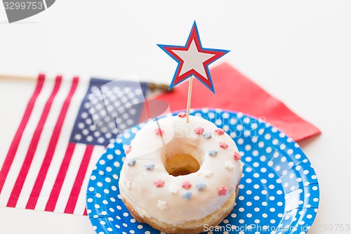 Image of donut with star decoration on independence day