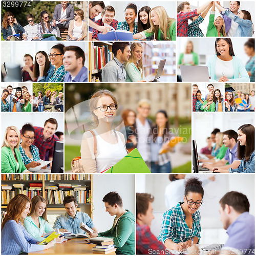 Image of collage with many pictures of college students
