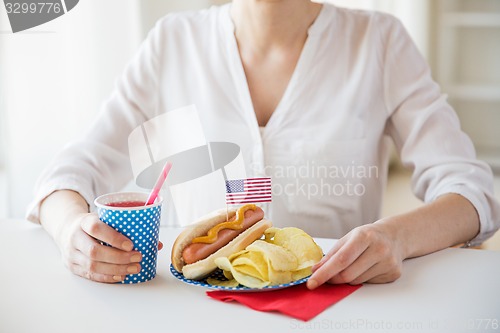 Image of woman celebrating american independence day