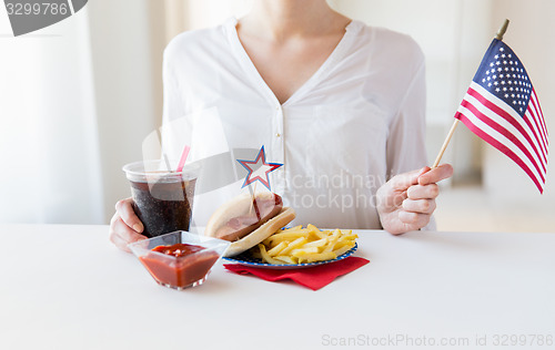 Image of woman celebrating american independence day