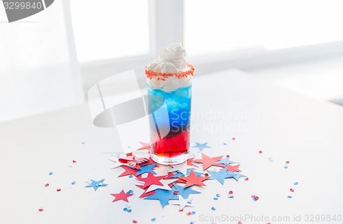 Image of glass of drink on american independence day party