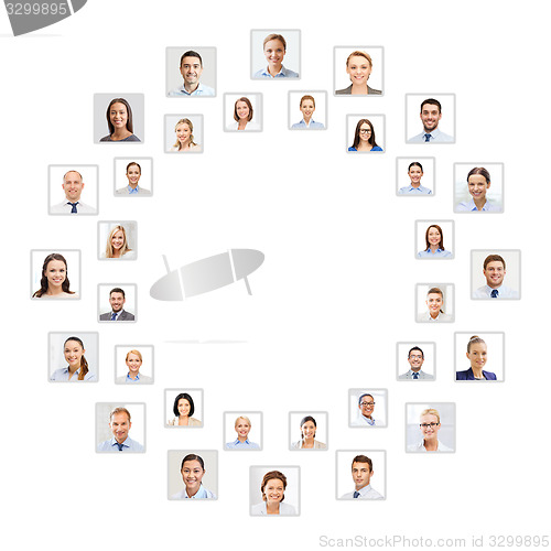 Image of many business people portraits in circle