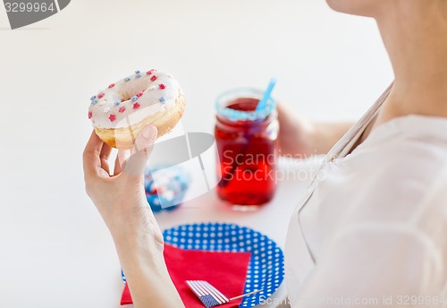 Image of woman celebrating american independence day