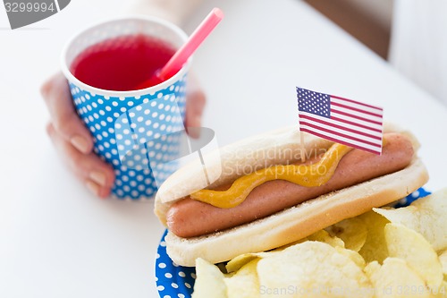 Image of woman celebrating american independence day