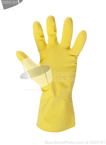 Image of Latex glove for cleaning on hand