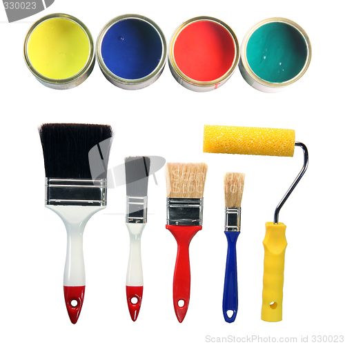 Image of paint colors and tools
