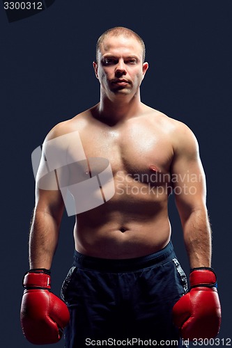 Image of Muscular man - young caucasian boxer