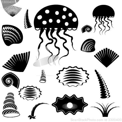 Image of Silhouettes of Sea Animals 