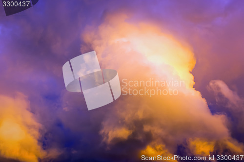 Image of Evening sunset and cloudy sky afterglow