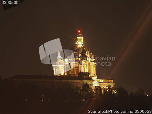 Image of Basilica di Superga at night in Turin