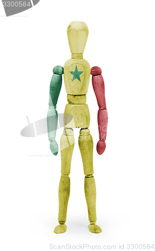 Image of Wood figure mannequin with flag bodypaint - Senegal