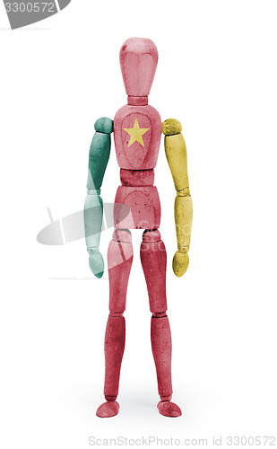 Image of Wood figure mannequin with flag bodypaint - Cameroon