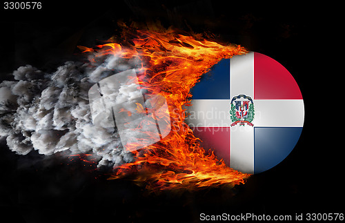 Image of Flag with a trail of fire and smoke - Dominican Republic