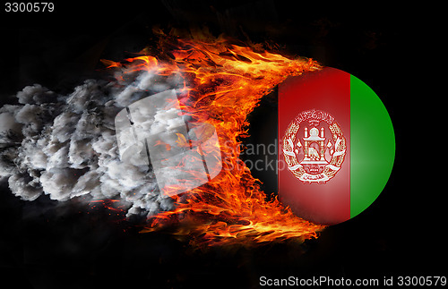 Image of Flag with a trail of fire and smoke - Afghanistan