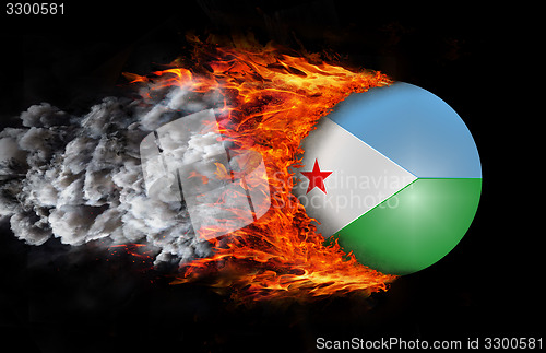 Image of Flag with a trail of fire and smoke - Djibouti