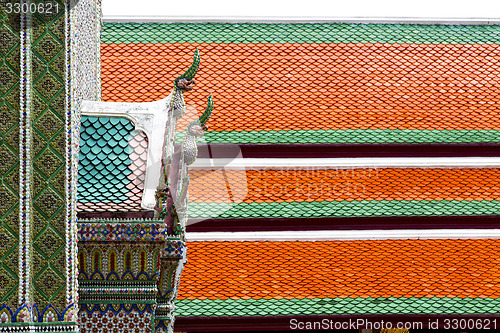 Image of bangkok in the temple    sky and  colors religion mosaic