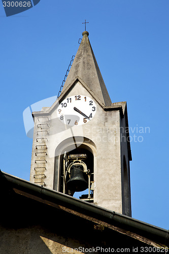 Image of  sunny day     in  italy   the   wall  and church tower bell 