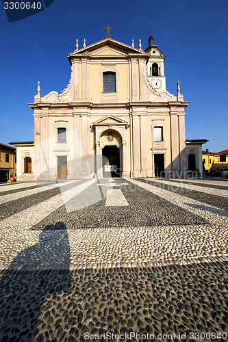 Image of in  the castano primo  old   church  closed brick tower  