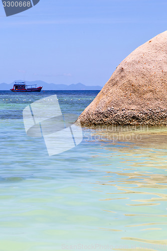 Image of asia in the  kho tao bay isle white  beach    rocks house boat  