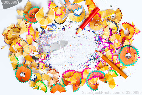 Image of pencils shavings with copy space