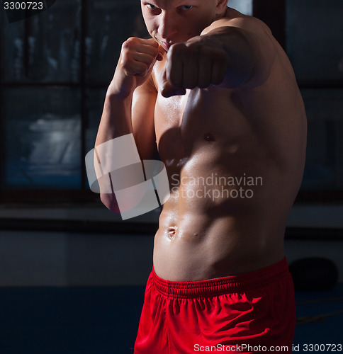 Image of kickboxer in red panties