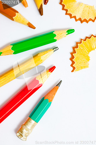 Image of set of vintage colored pencils with chips